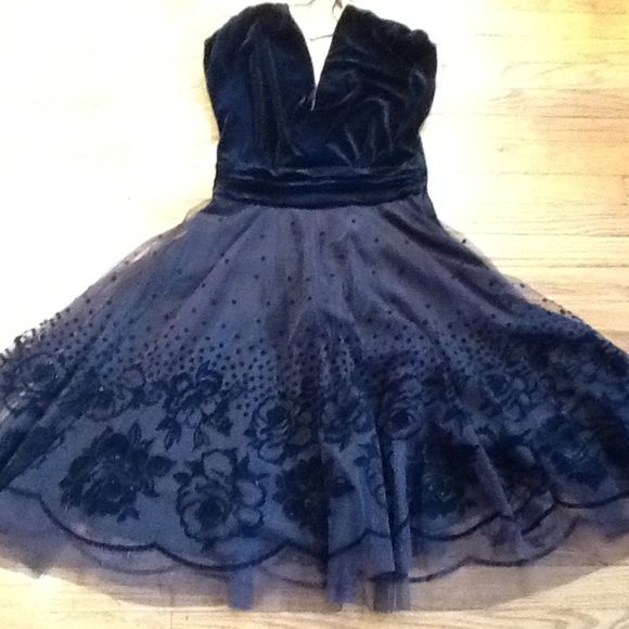 Gorgeous Black Velvet and Tulle Gown - Picture 1 of 7